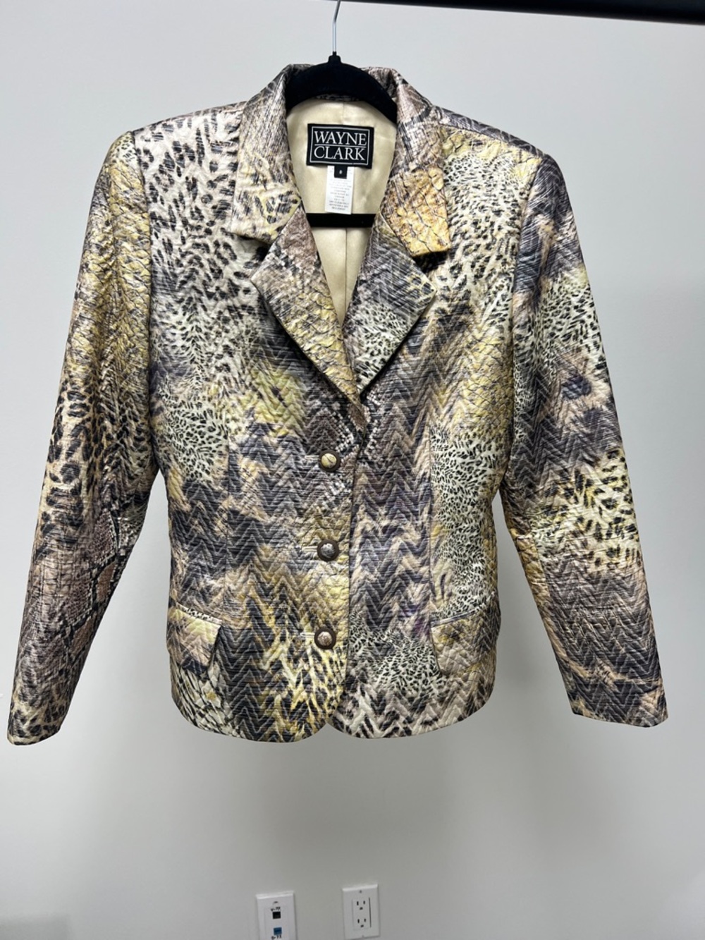 Wayne Clark Textured Animal-Print Button-Front Blazer